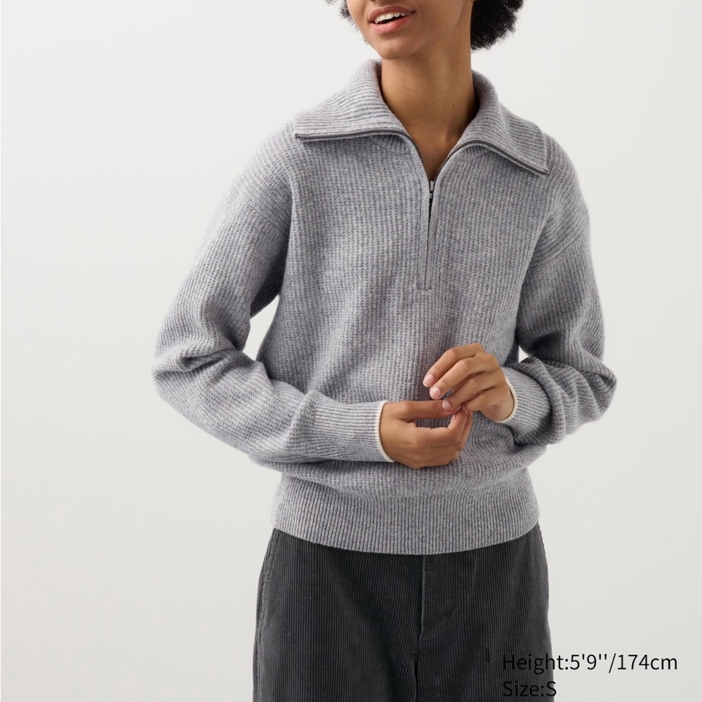 Uniqlo Lambswool Half-Zip Sweater